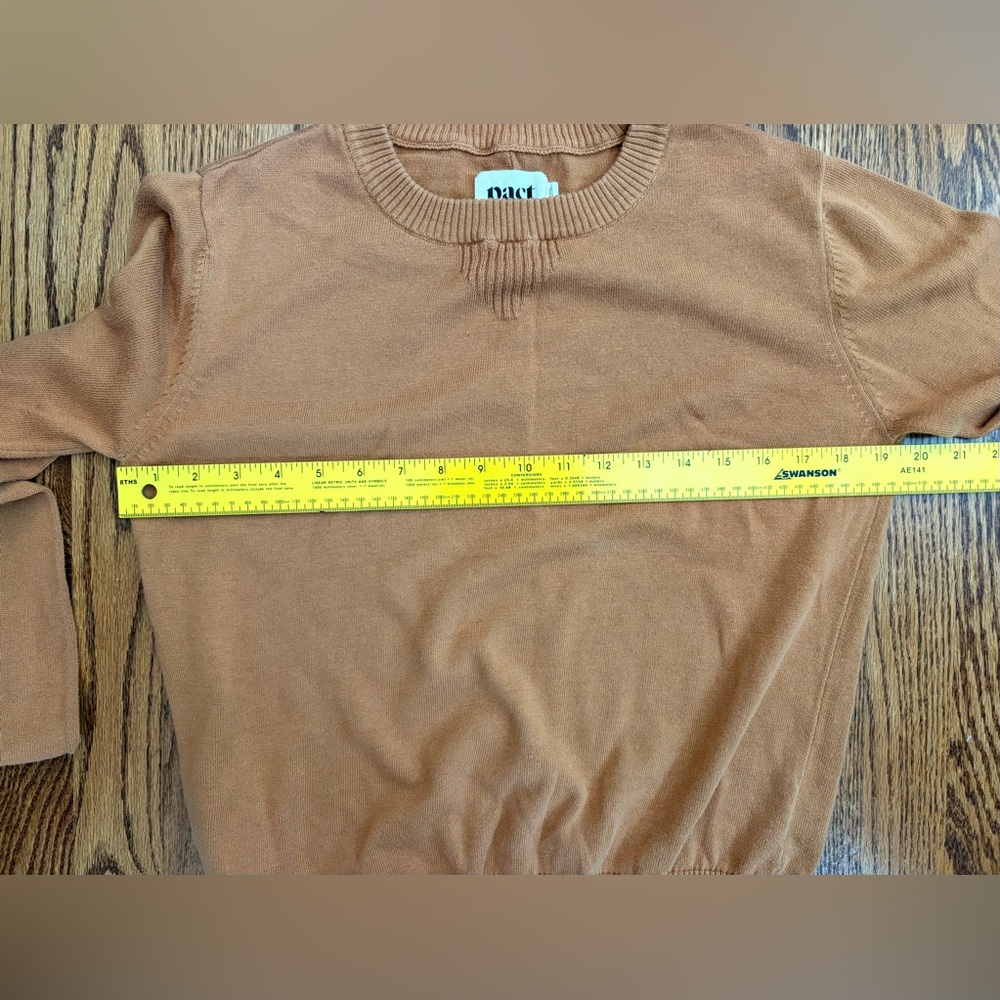 Pact 100% Organic Cotton Crew Neck Sweater – Rust Brown Size Medium - Picture 7 of 8
